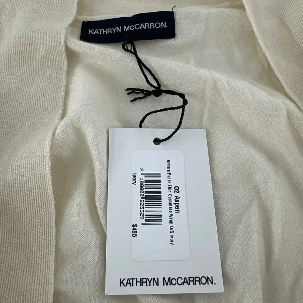 Kathryn McCarron Ivory Riviera Paper Thin Cashmere Wrap One Size